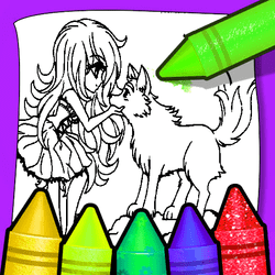 Anime Wolf Girl Coloring Pages gameplay preview